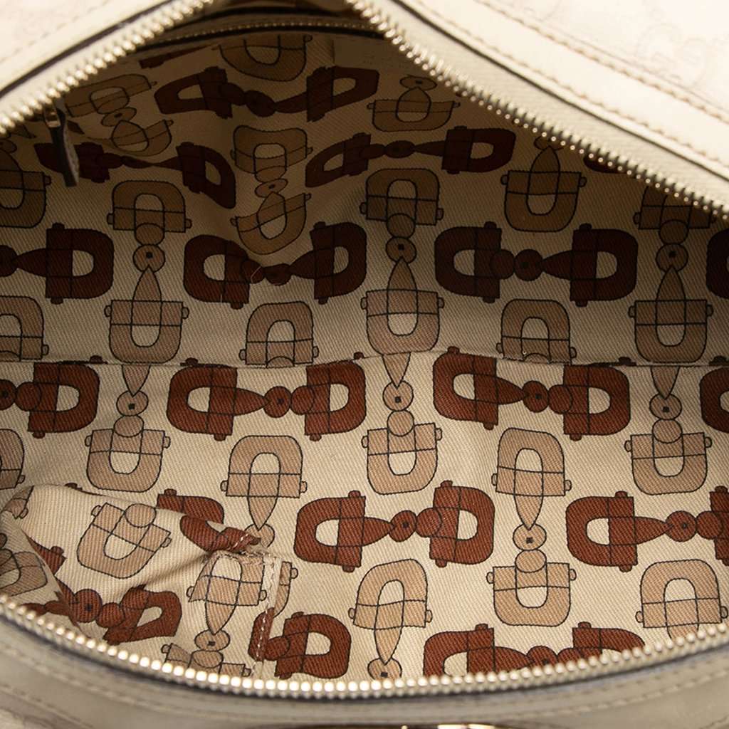 Gucci Guccissima Web Britt Boston Bag Brown Leather Very good - Model View