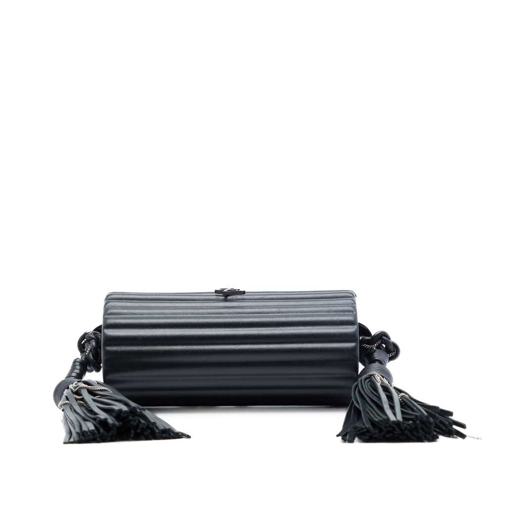 Saint Laurent Ribbed Acrylic Lambskin Fringe Monogram Monochrome Opium Box Bag Black Plastic Very good - Inside View