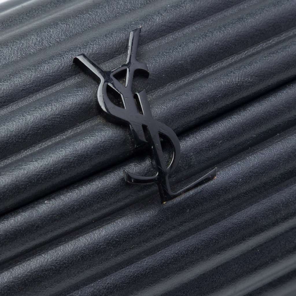 Saint Laurent Ribbed Acrylic Lambskin Fringe Monogram Monochrome Opium Box Bag Black Plastic Very good - Model View