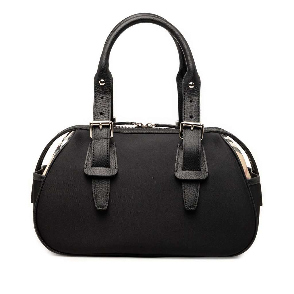 Burberry Nova Check Trimmed Nylon Handbag Black Very good condition - Front View
