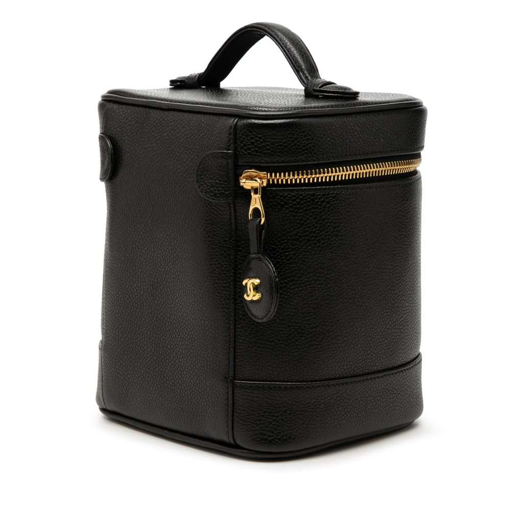 Chanel CC Caviar Vanity Bag Black Leather Very good condition - Back View
