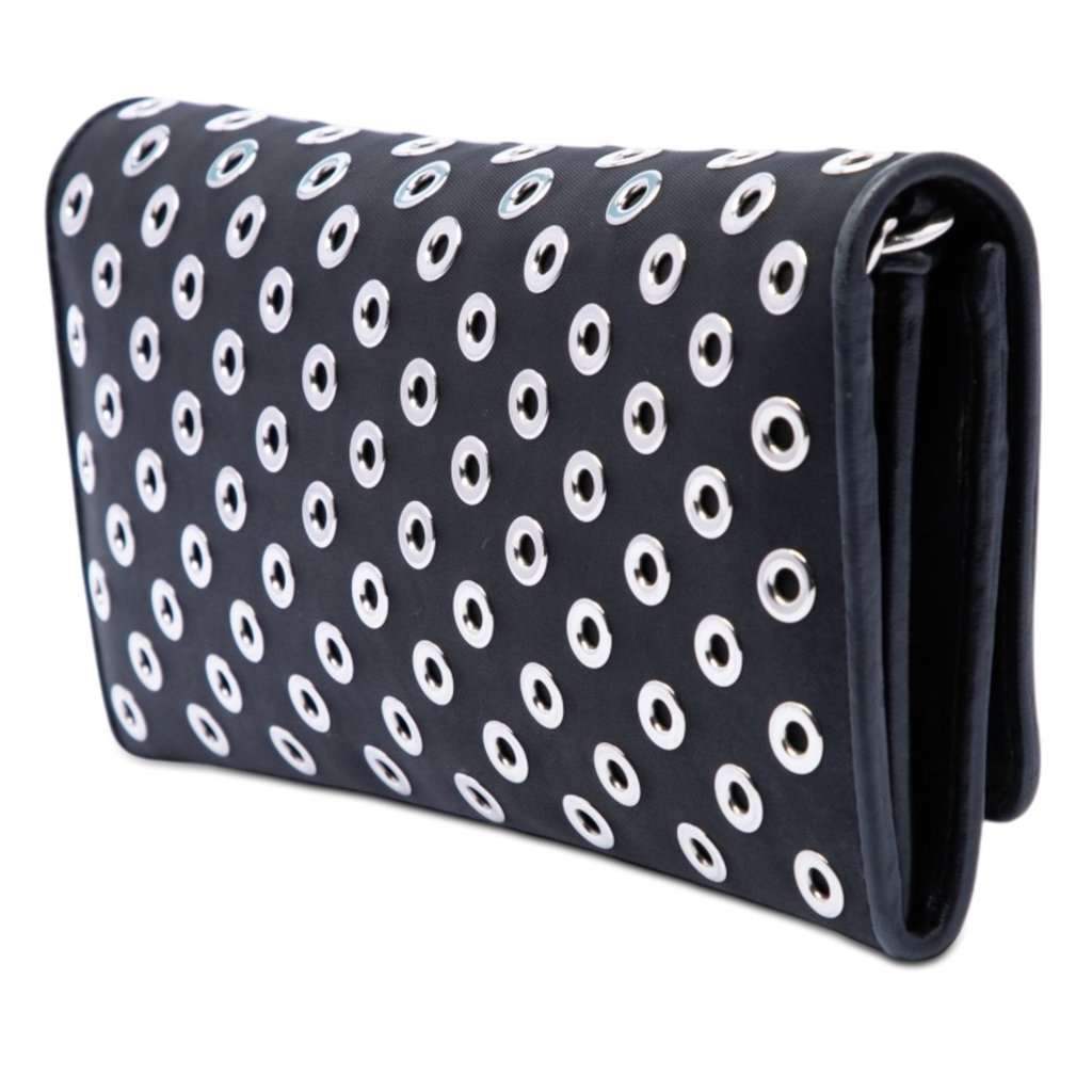 Prada Tessuto Grommet Wallet On Chain Black Very good - Back View