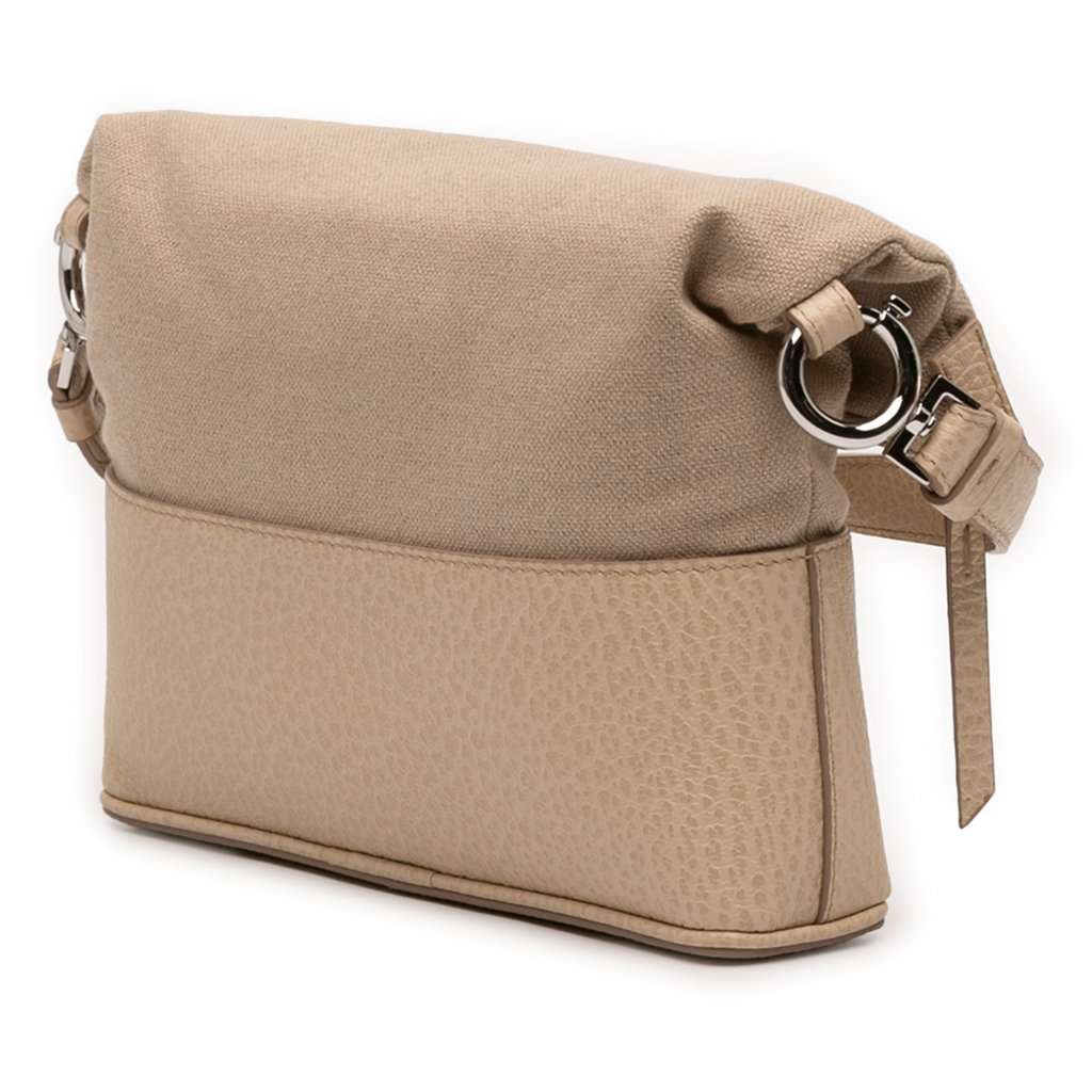 Maison Margiela Small Canvas and Grained Calfskin 5AC Foldable Crossbody Beige Very good - Back View