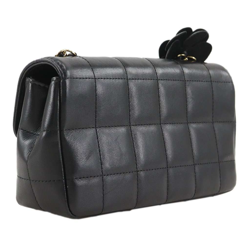 Chanel Mini CC Chocolate Bar Lambskin Camellia Flap Black Leather Very good condition - Inside View