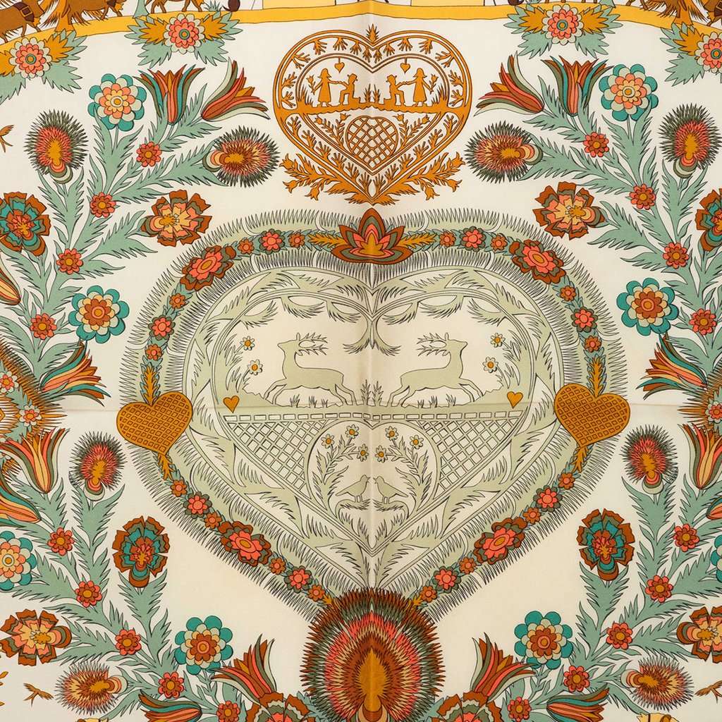 Hermès Decoupages Silk Scarf 90 White Very good - Back View