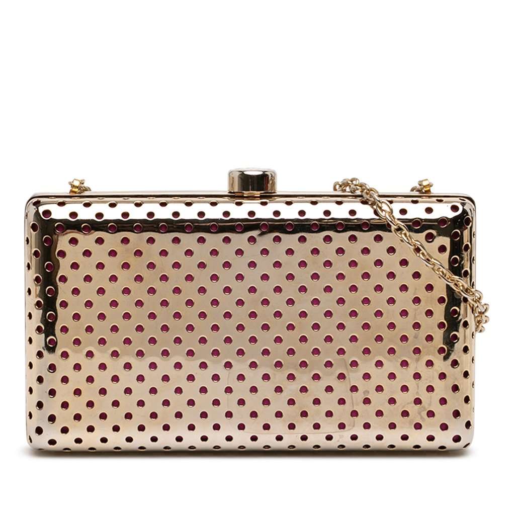 Stella McCartney Perforated Metal Clutch on Chain Gold Metal Very good - Front View