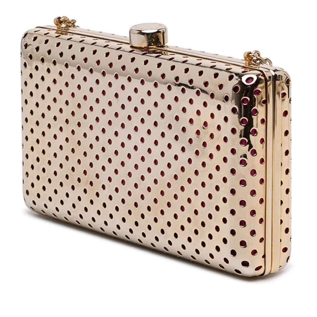 Stella McCartney Perforated Metal Clutch on Chain Gold Metal Very good - Back View