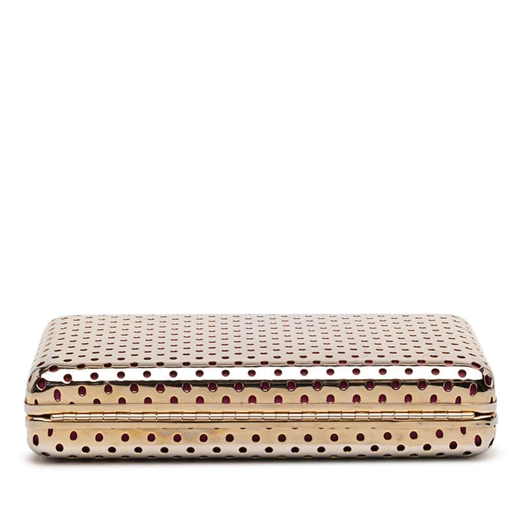 Stella McCartney Perforated Metal Clutch on Chain Gold Metal Very good - Inside View
