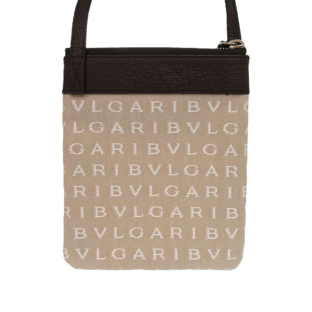 Bvlgari Logomania Canvas Crossbody Beige Very good - Back View