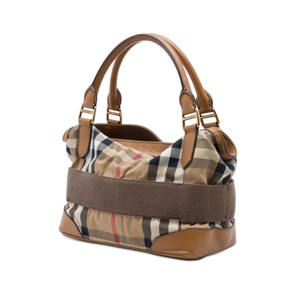 Burberry House Check Canvas Brecon Satchel Brown Very good - Back View