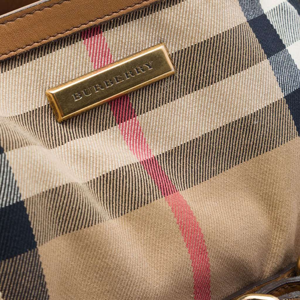 Burberry House Check Canvas Brecon Satchel Brown Very good - Box View