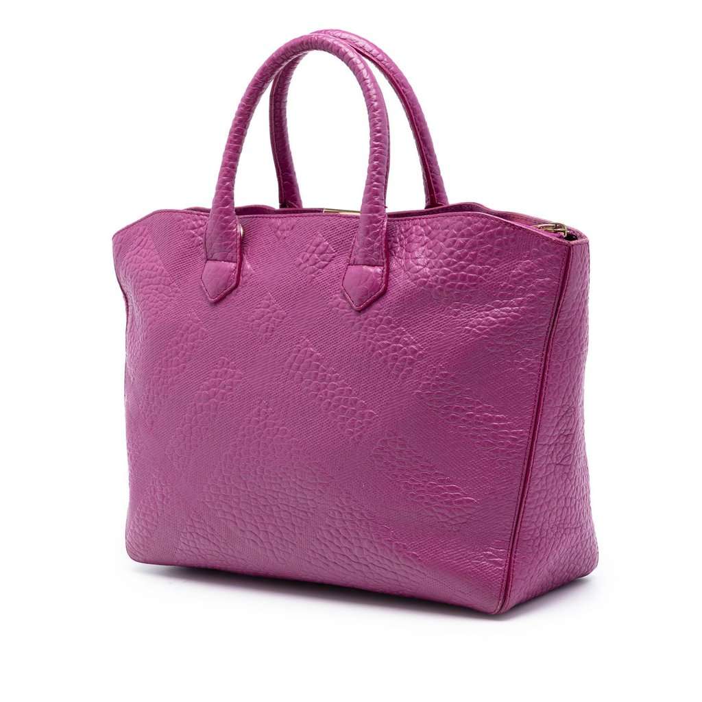 Burberry Embossed Leather Dewsbury Satchel Purple Leather Very good condition - Back View