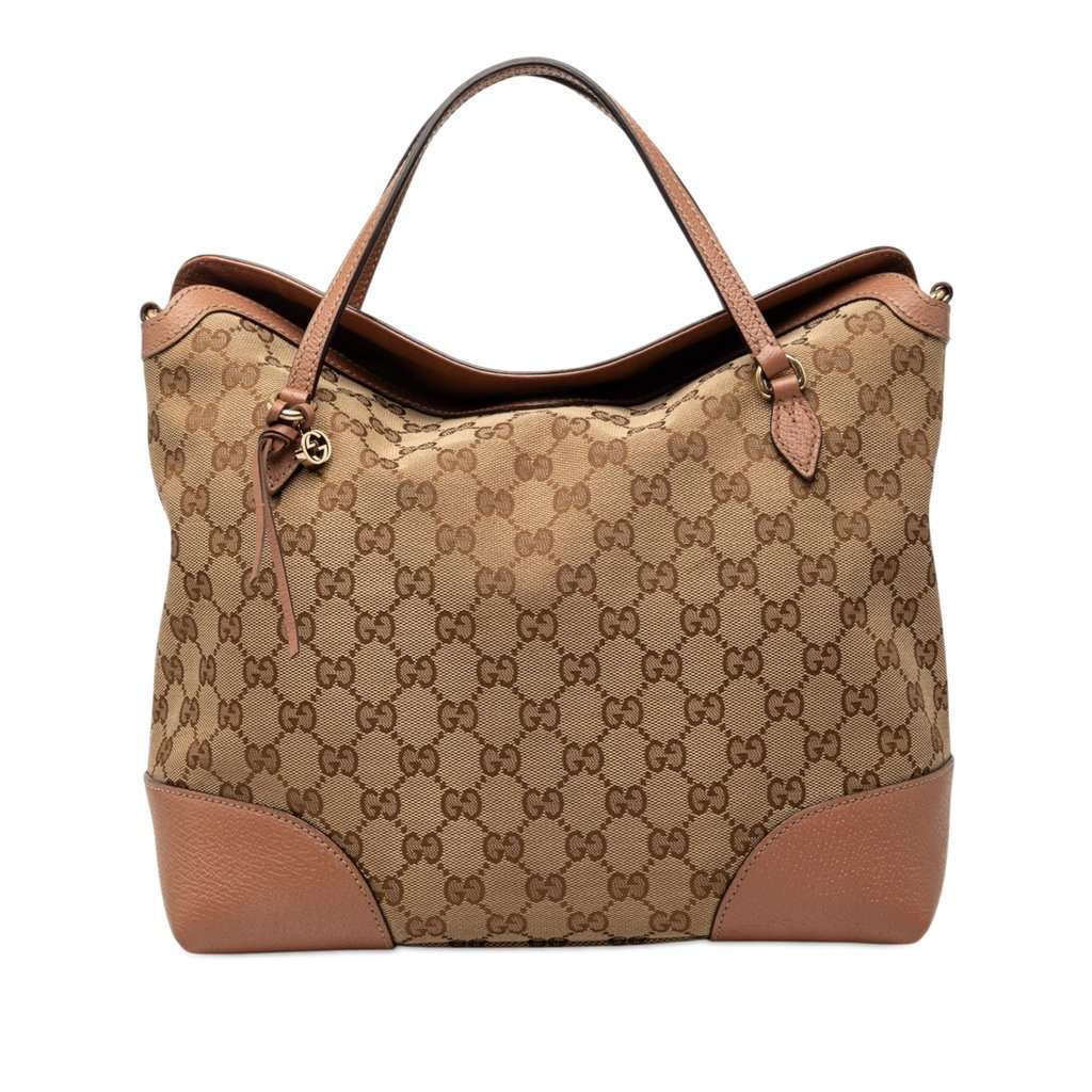 Gucci Medium GG Canvas Bree Fold Over Tote Beige Very good - Front View