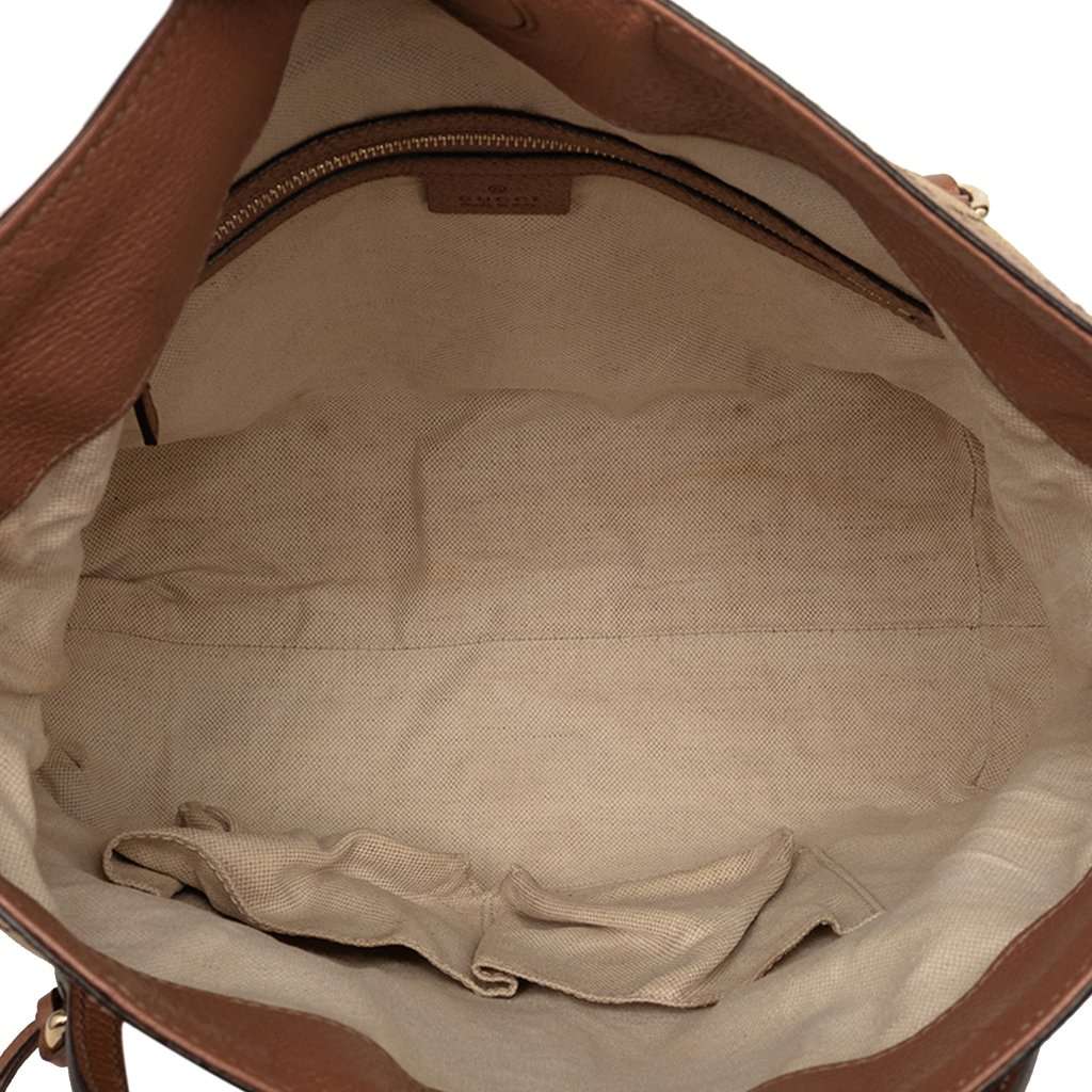 Gucci Medium GG Canvas Bree Fold Over Tote Beige Very good - Model View