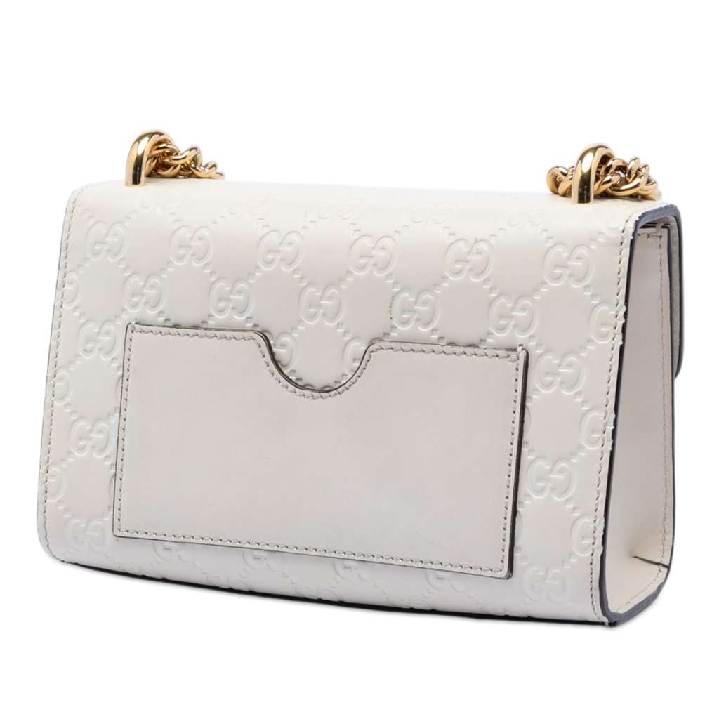 Gucci Small Guccissima Padlock Crossbody White Leather Very good - Back View