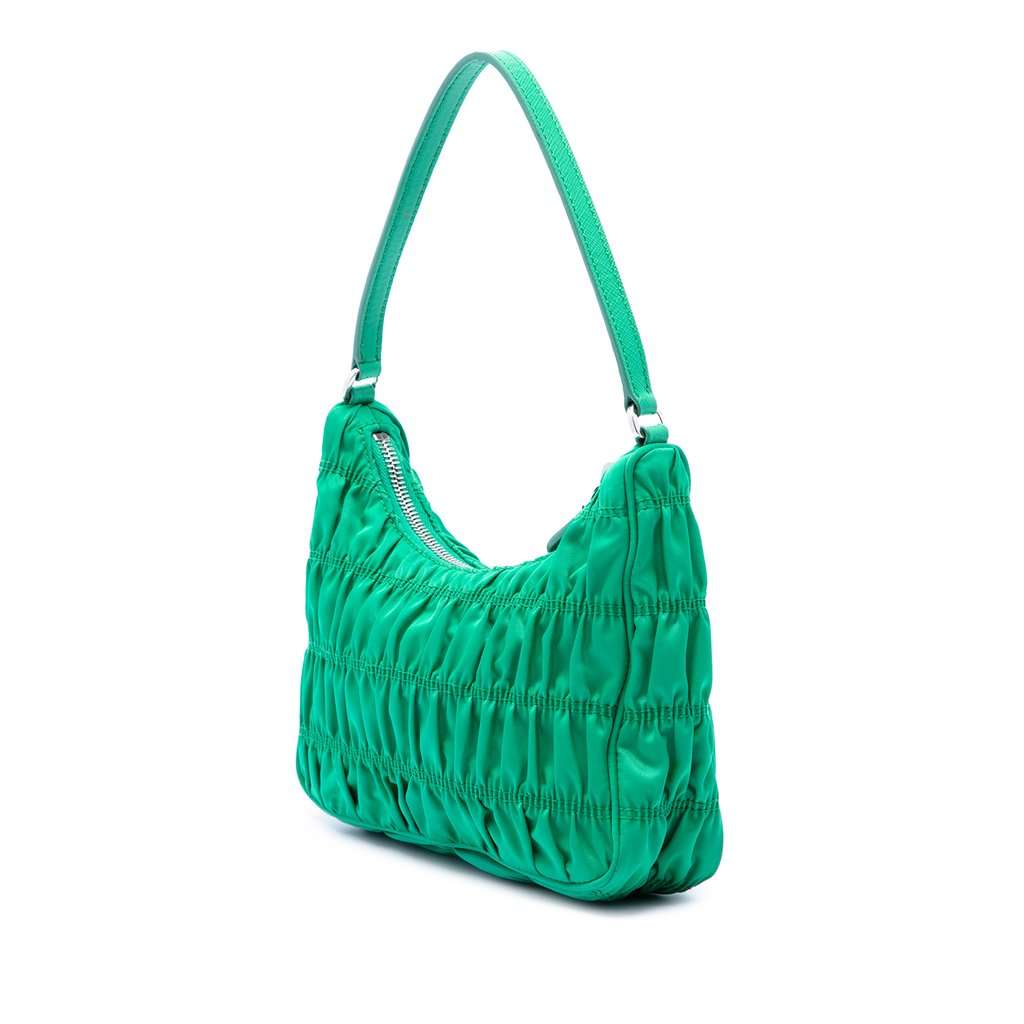 Prada Tessuto Gaufre Re Edition Shoulder Bag Green Very good condition - Back View