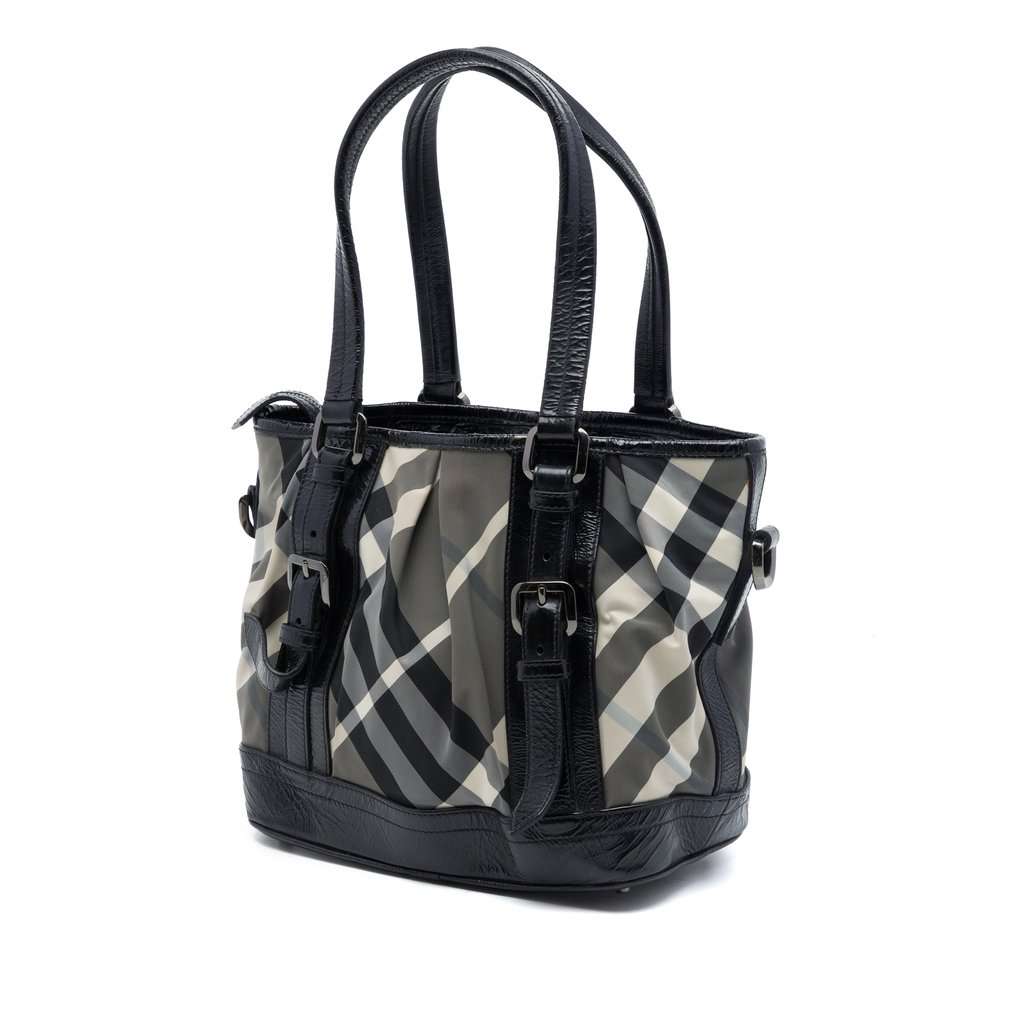 Burberry Beat Check Nylon and Patent Lowry Satchel MultiColor Very good - Back View
