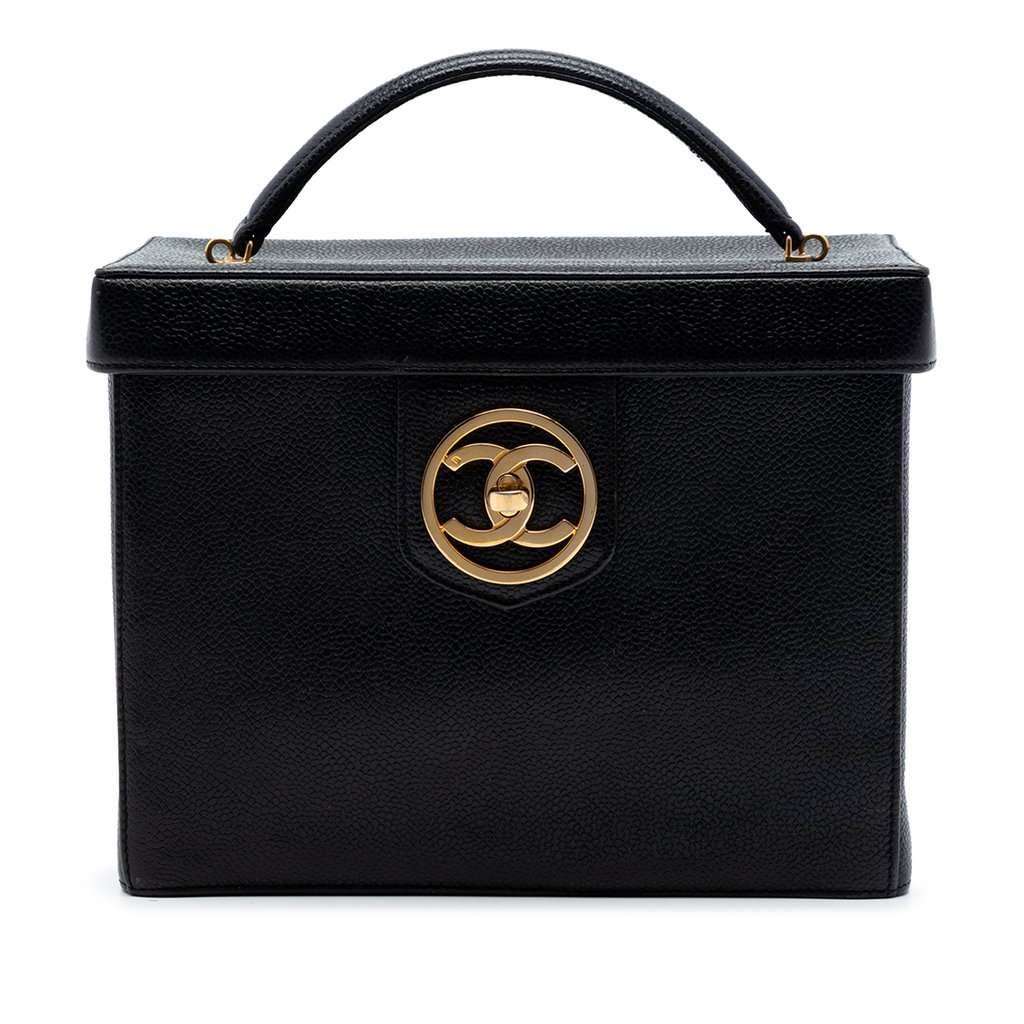 Chanel CC Caviar Turnlock Vanity Bag Black Leather Very good condition - Front View