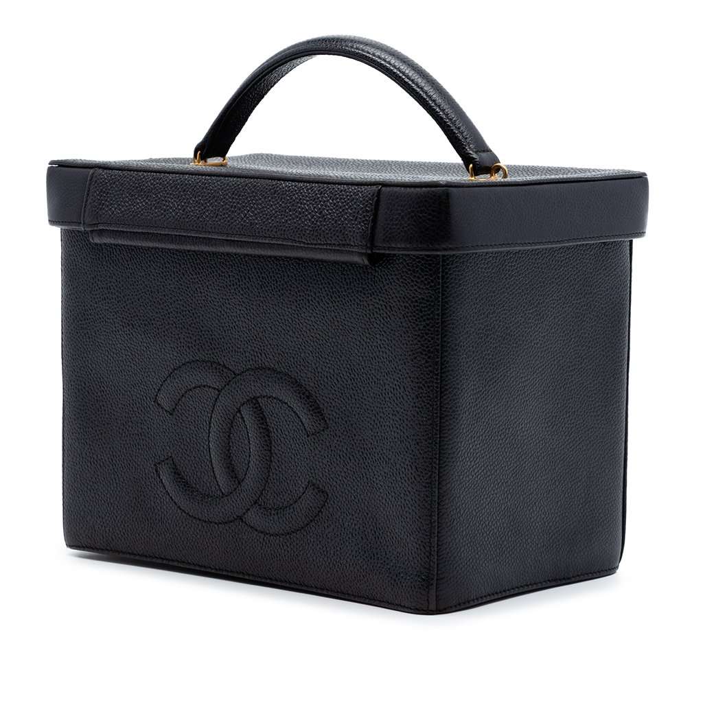 Chanel CC Caviar Turnlock Vanity Bag Black Leather Very good condition - Back View