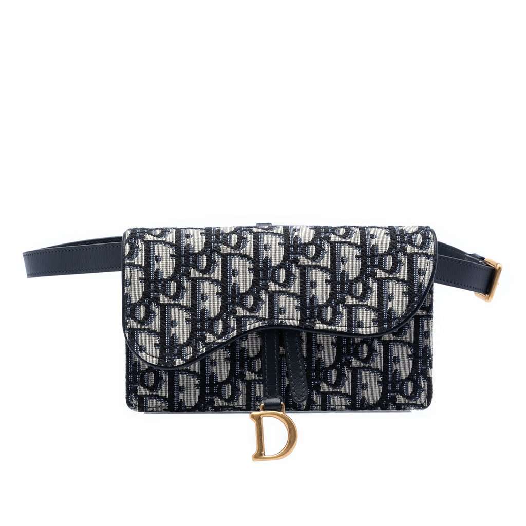 Dior Oblique Canvas Saddle Belt Bag Blue Very good - Front View