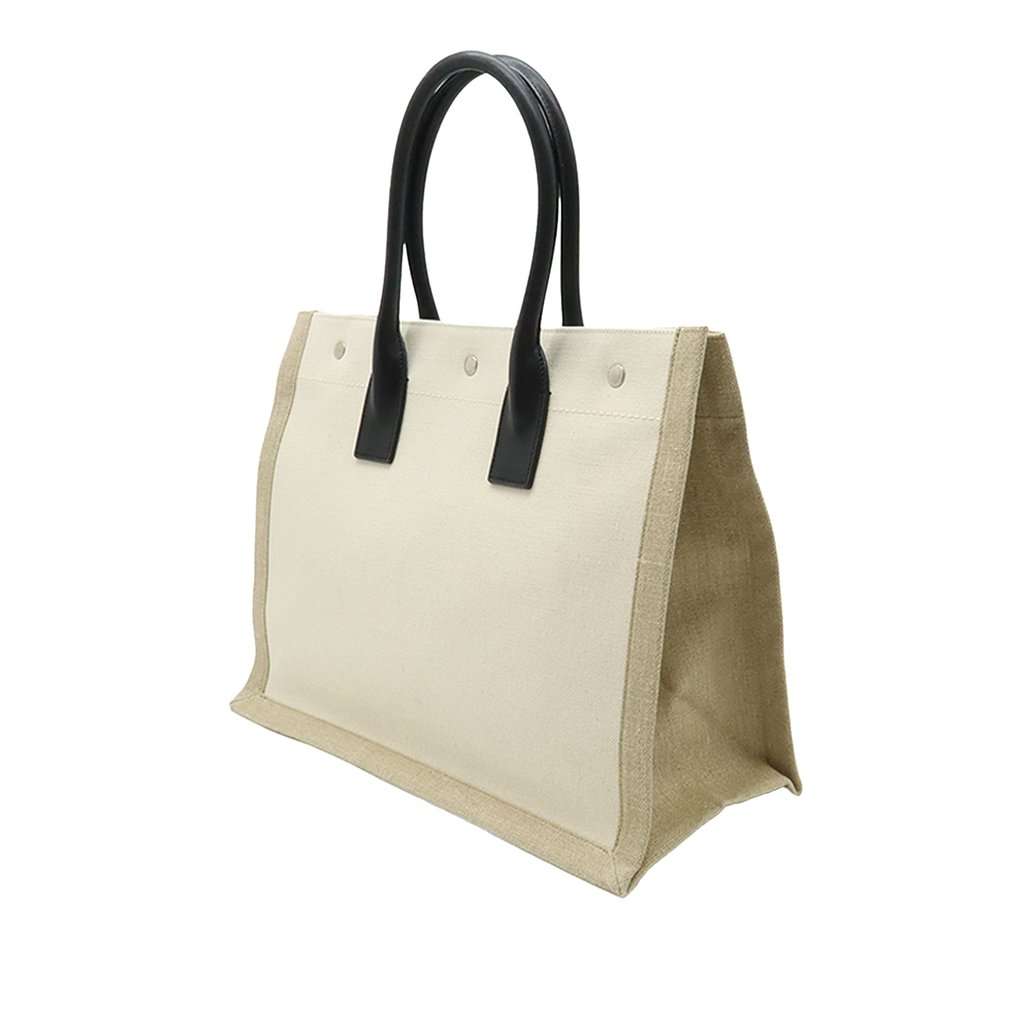 Saint Laurent Small Canvas Rive Gauche Tote Beige Very good - Back View