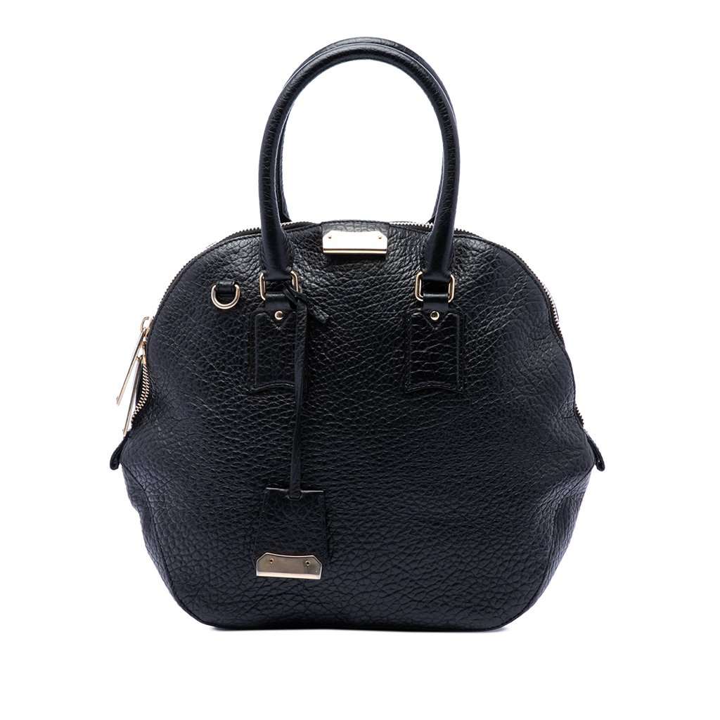 Burberry Large Grained Calfskin Heritage Orchard Bowling Bag Black Leather Very good condition - Front View