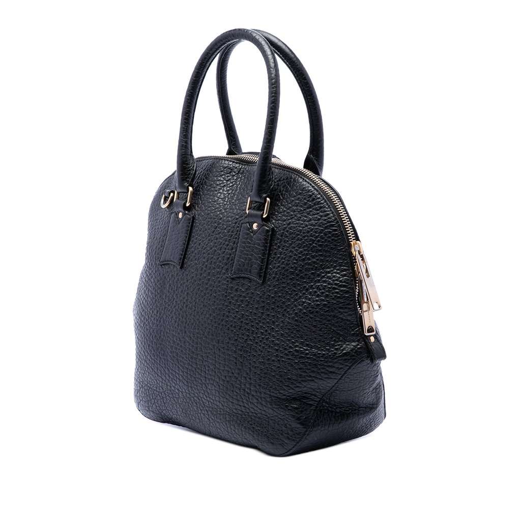 Burberry Large Grained Calfskin Heritage Orchard Bowling Bag Black Leather Very good condition - Back View