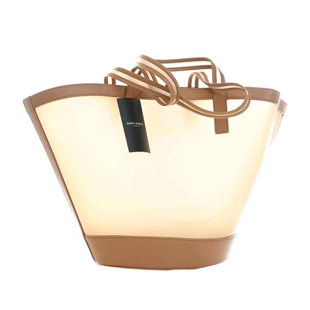 Saint Laurent Medium PVC and Calfskin Panier Tote Beige Plastic Very good - Back View
