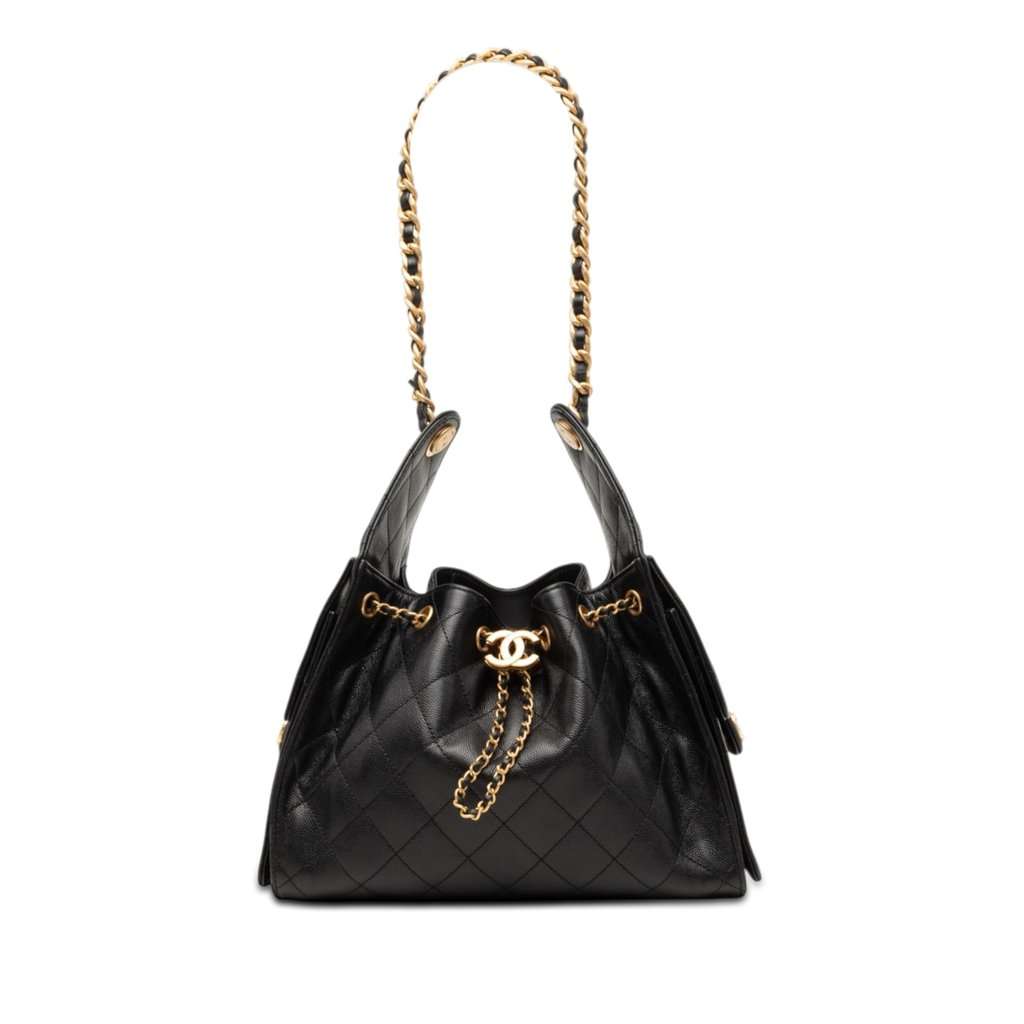 Chanel Small Quilted Caviar Chanel 25 Hobo Black Leather Very good condition - Front View
