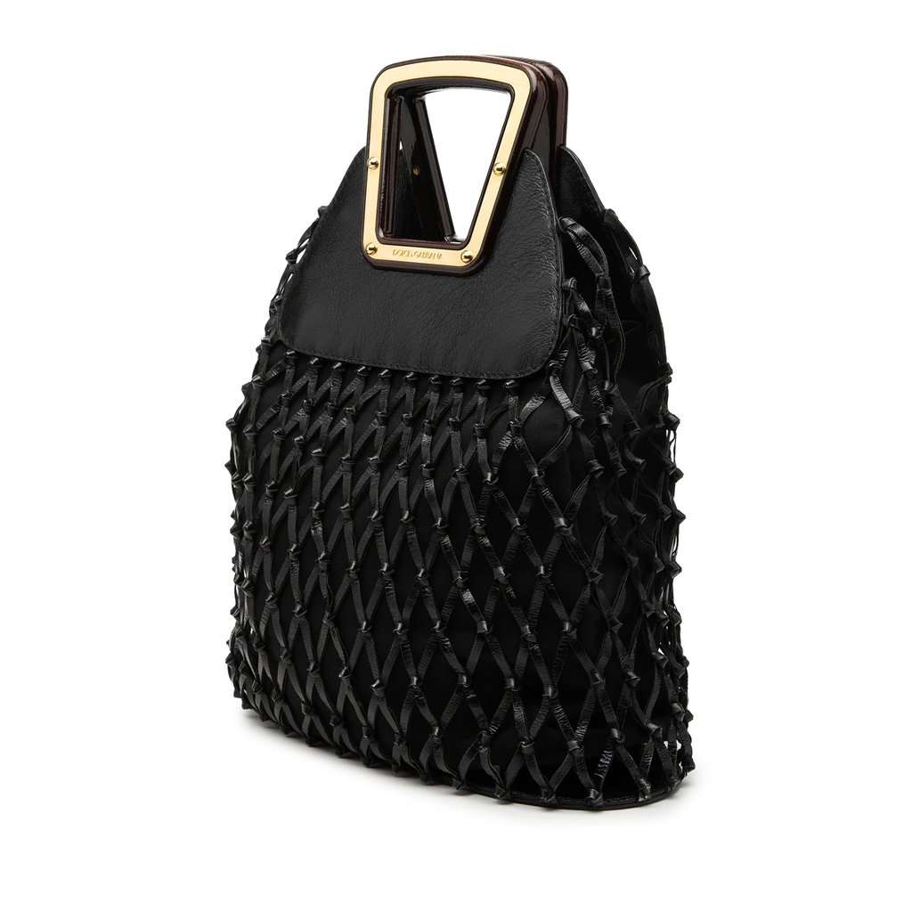 Dolce & Gabbana Woven Leather Net Handle Bag Black Leather Very good condition - Back View