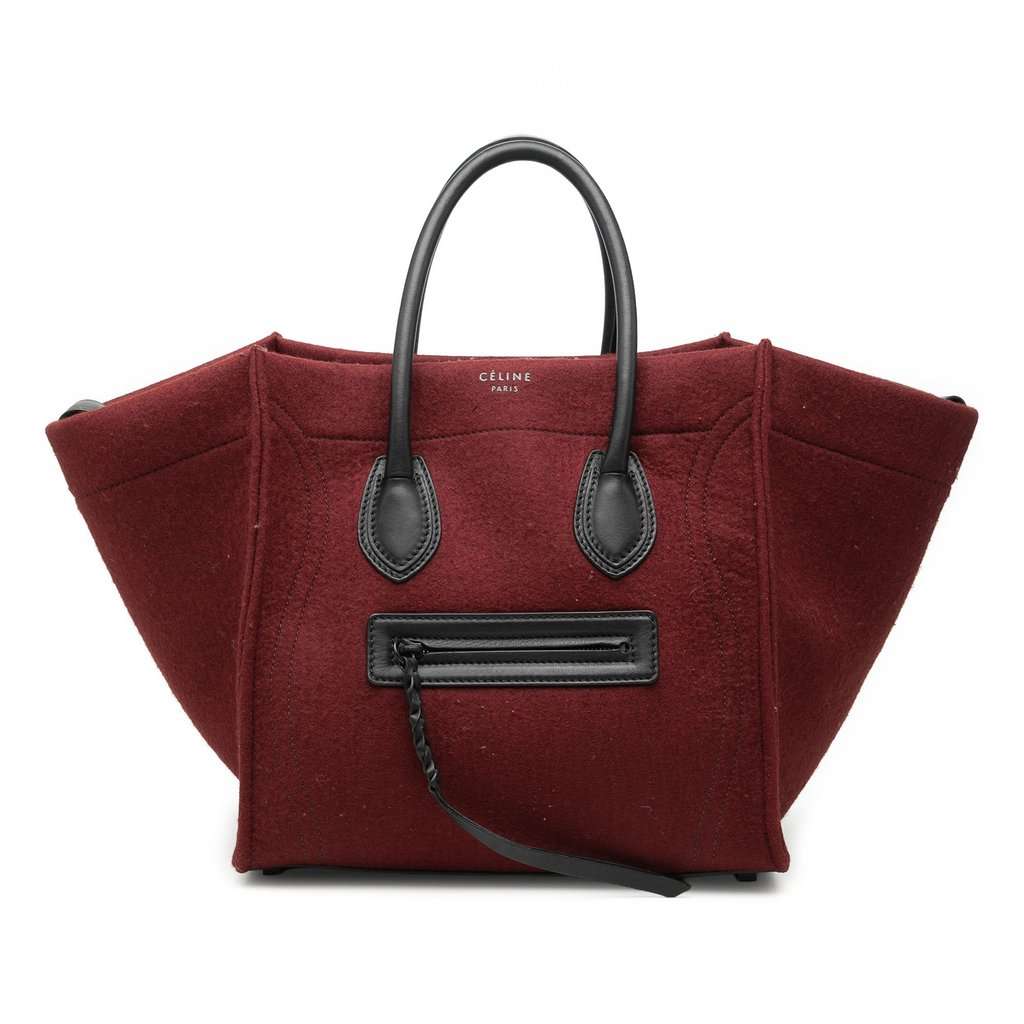 Celine Medium Felt Phantom Luggage Tote Red Very good - Front View