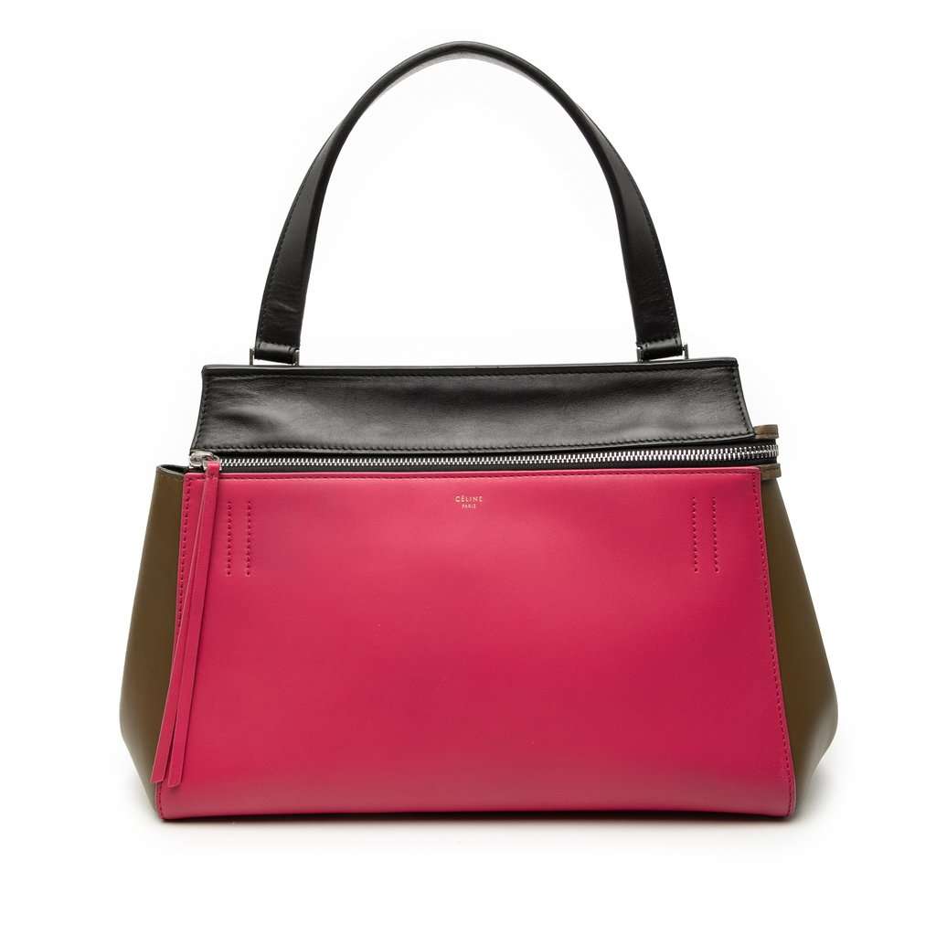 Celine Medium Tricolor Leather Edge Handbag Pink Leather Very good condition - Front View