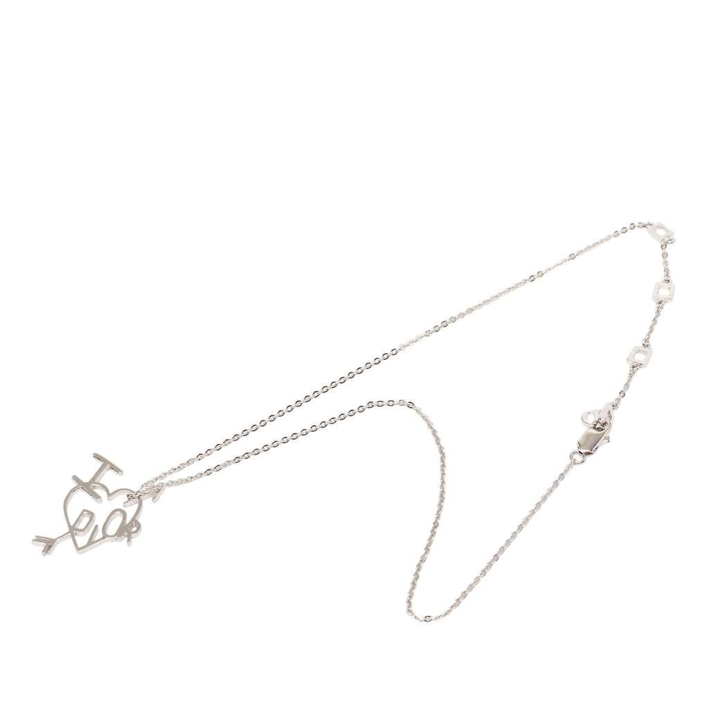 Dior Brass I Heart Dior Pendant Necklace Silver Metal Very good - Front View