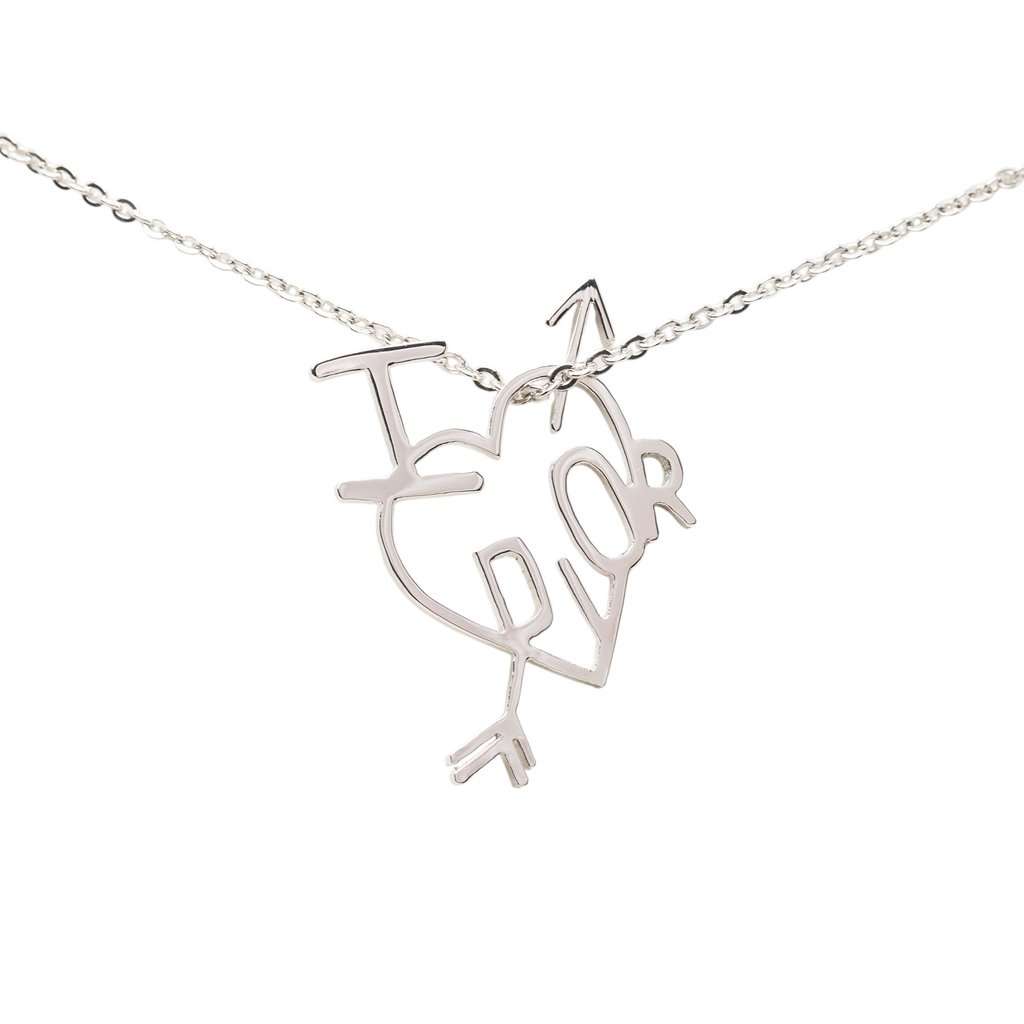 Dior Brass I Heart Dior Pendant Necklace Silver Metal Very good - Back View