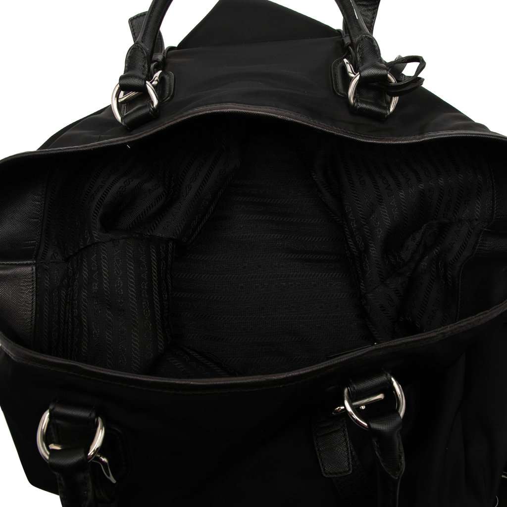 Prada Saffiano Trimmed Tessuto Open Convertible Tote Black Very good condition - Model View
