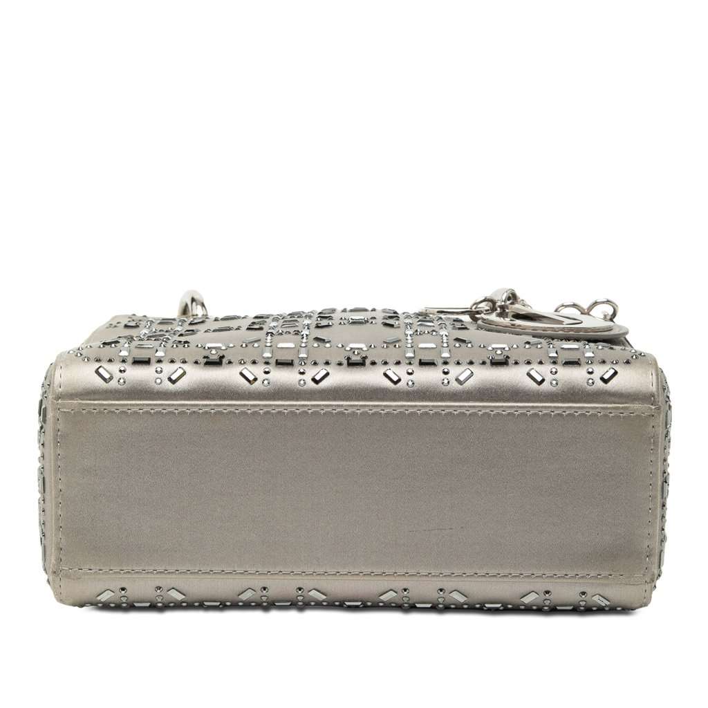 Dior Mini Satin Cannage Crystal Embellished Lady Dior Grey Very good - Inside View