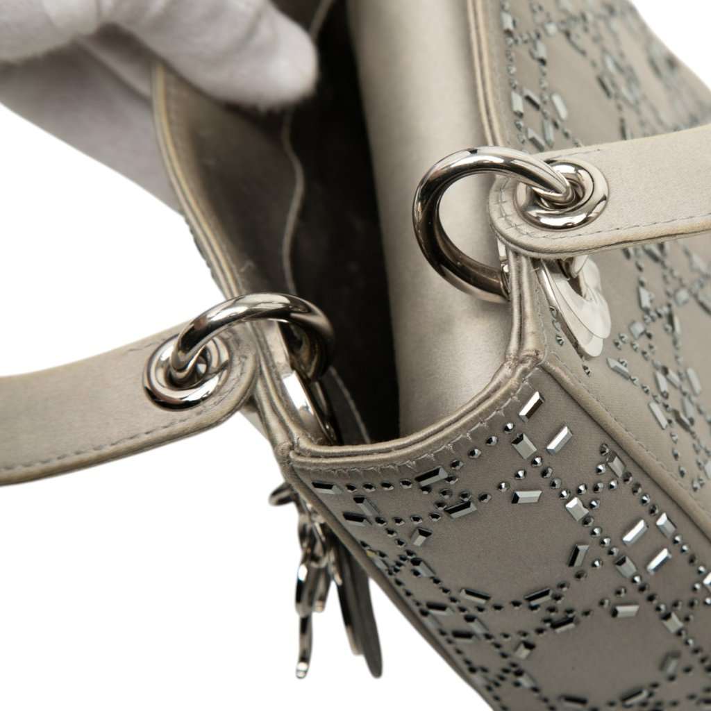 Dior Mini Satin Cannage Crystal Embellished Lady Dior Grey Very good - Box View