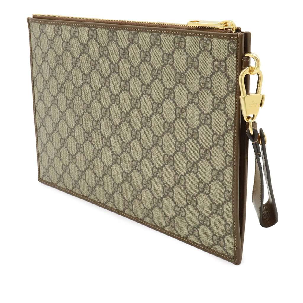 Gucci GG Supreme Interlocking G Clutch Beige Very good condition - Back View