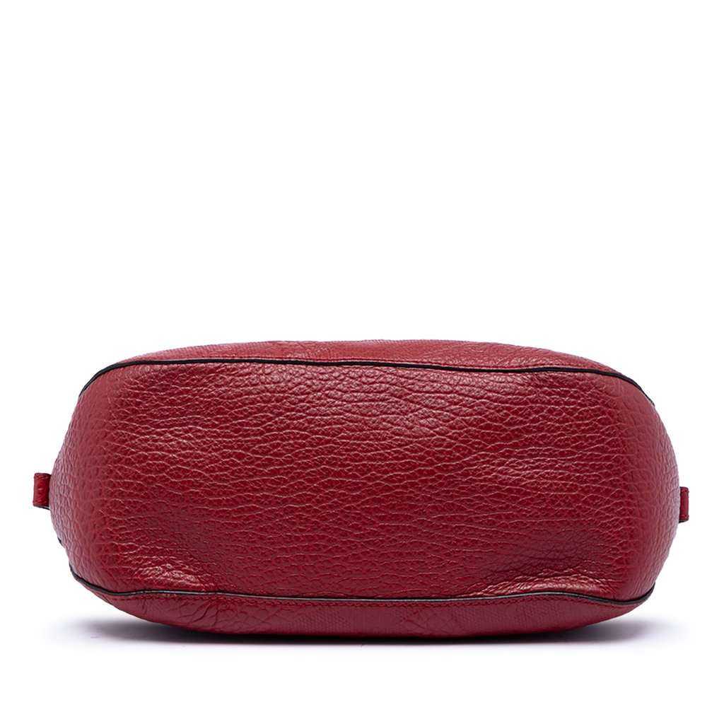 Burberry Small Heritage Grain Check Embossed Leather Orchard Bowling Bag Red Leather Very good condition - Inside View