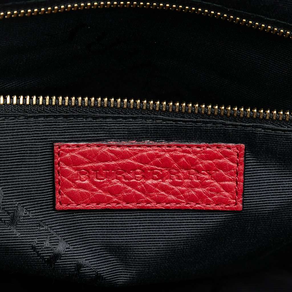 Burberry Small Heritage Grain Check Embossed Leather Orchard Bowling Bag Red Leather Very good condition - Box View