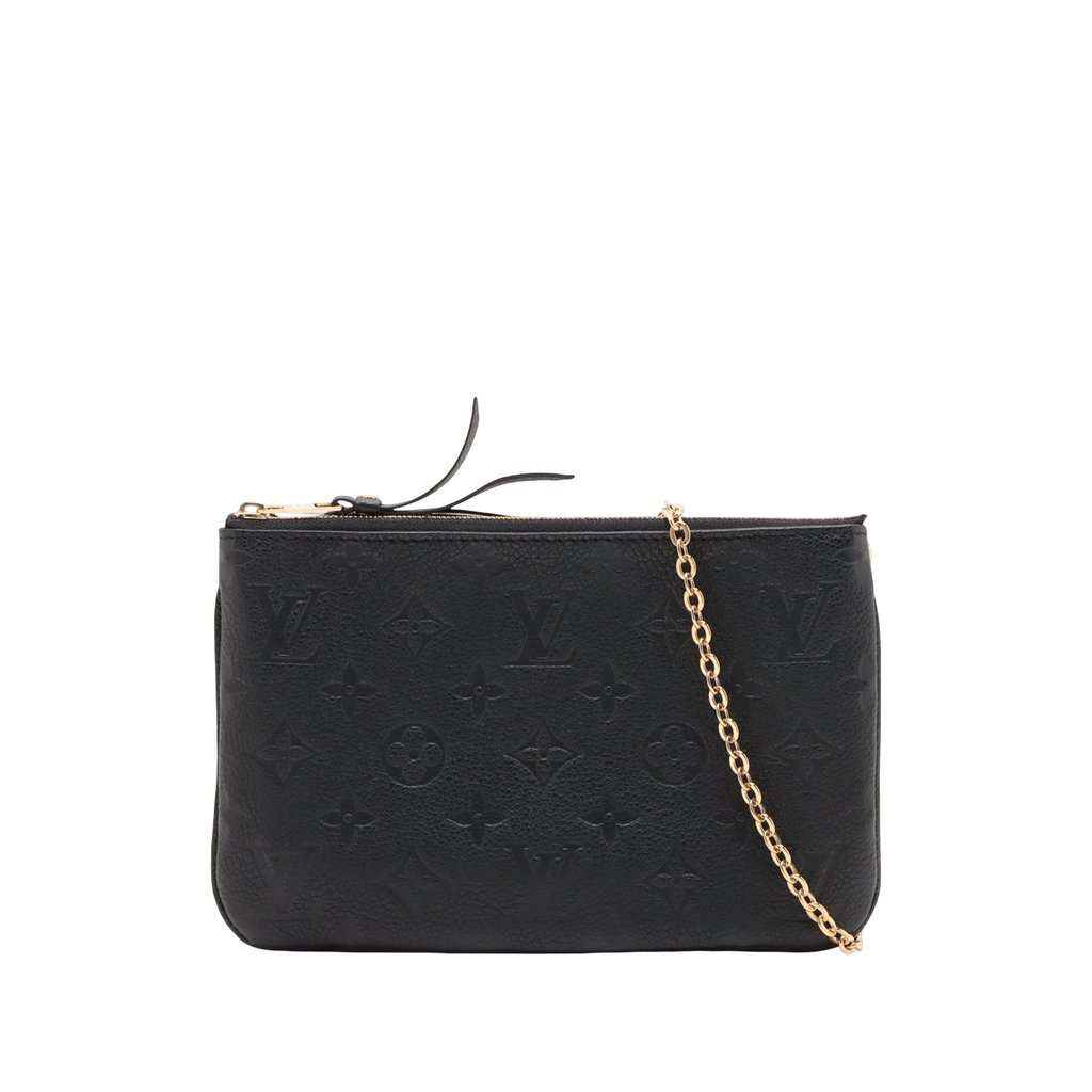 Louis Vuitton Monogram Empreinte Double Zip Pochette Black Leather Very good - Front View
