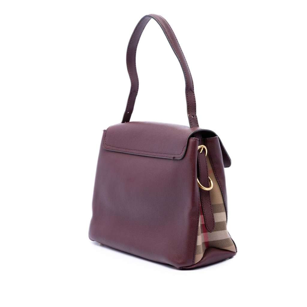 Burberry Medium House Check Trimmed Leather Camberley Satchel Red Leather Very good condition - Back View
