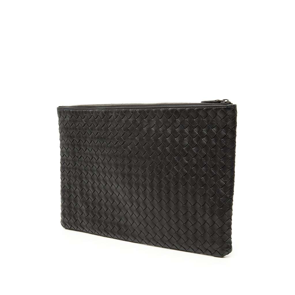 Bottega Veneta Nappa Intrecciato Clutch Black Leather Very good condition - Back View
