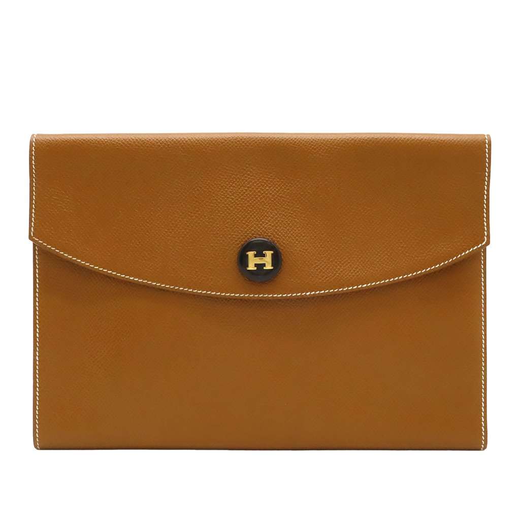 Hermès Courchevel Pochette Rio Brown Leather Very good condition - Front View