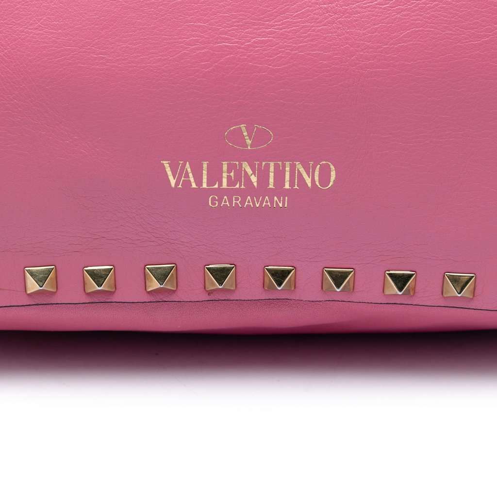 Valentino Small Leather Rockstud Trapeze Satchel Pink Leather Very good - Box View