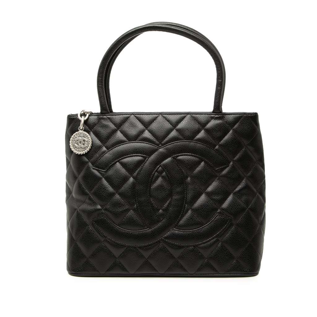 Chanel Caviar Medallion Tote Black Leather Very good - Front View