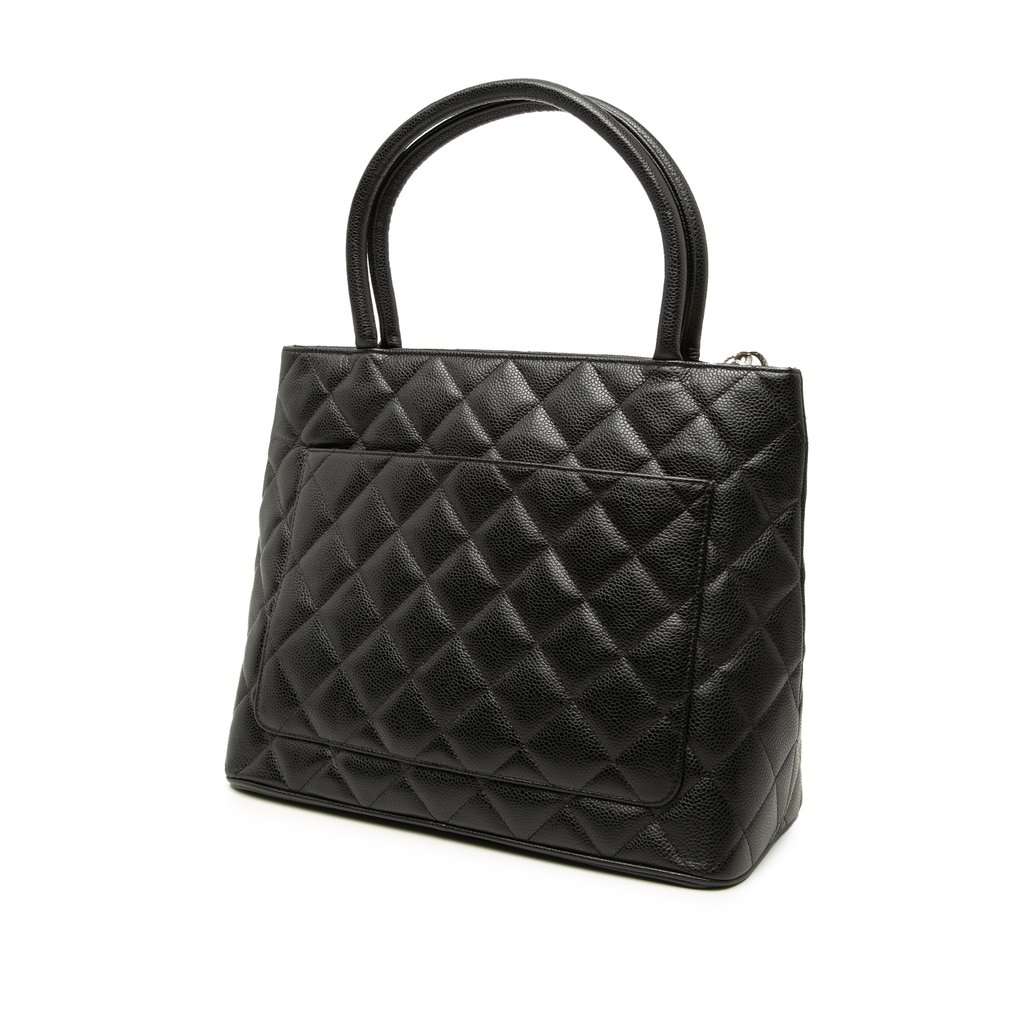 Chanel Caviar Medallion Tote Black Leather Very good - Back View