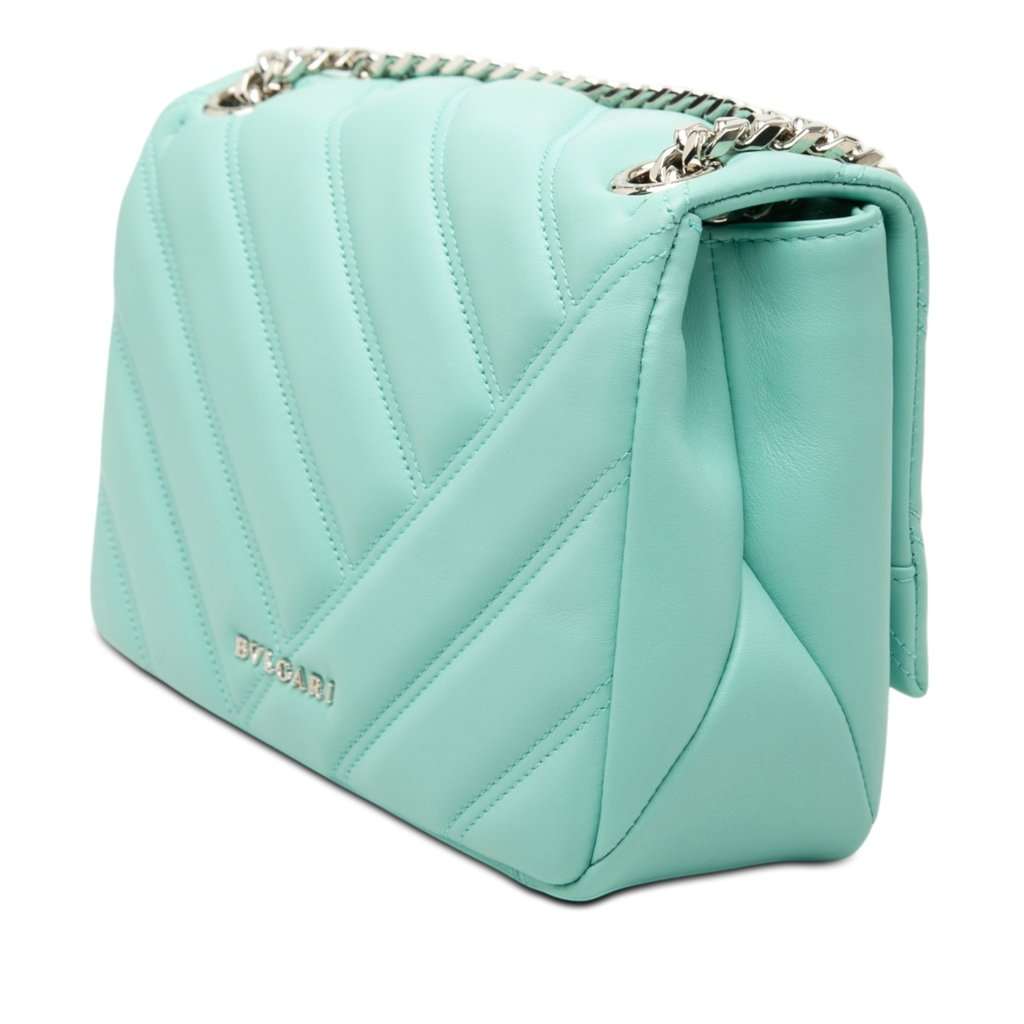 Bvlgari Small Leather Serpenti Cabochon Crossbody Blue Leather Very good condition - Back View