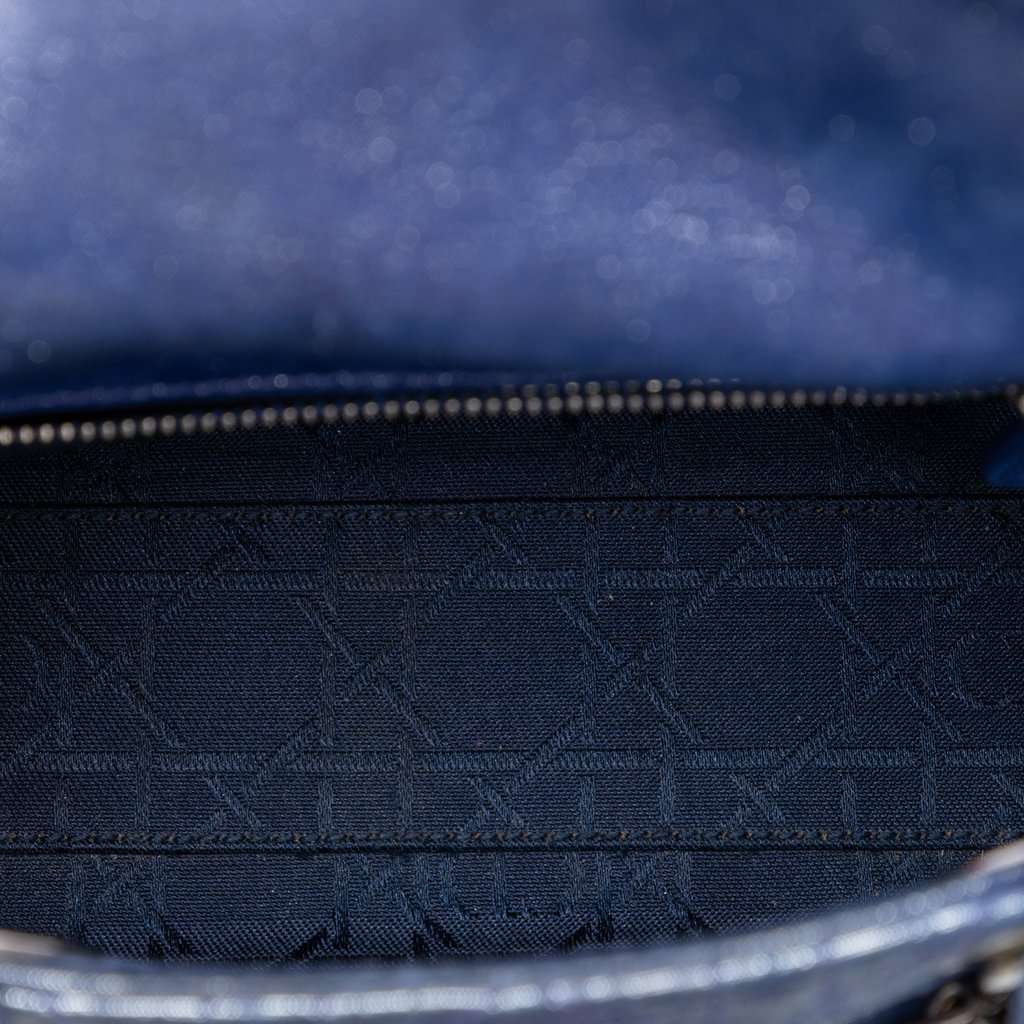 Dior Mini Iridescent Lambskin Cannage Lady Dior Blue Leather Very good - Model View
