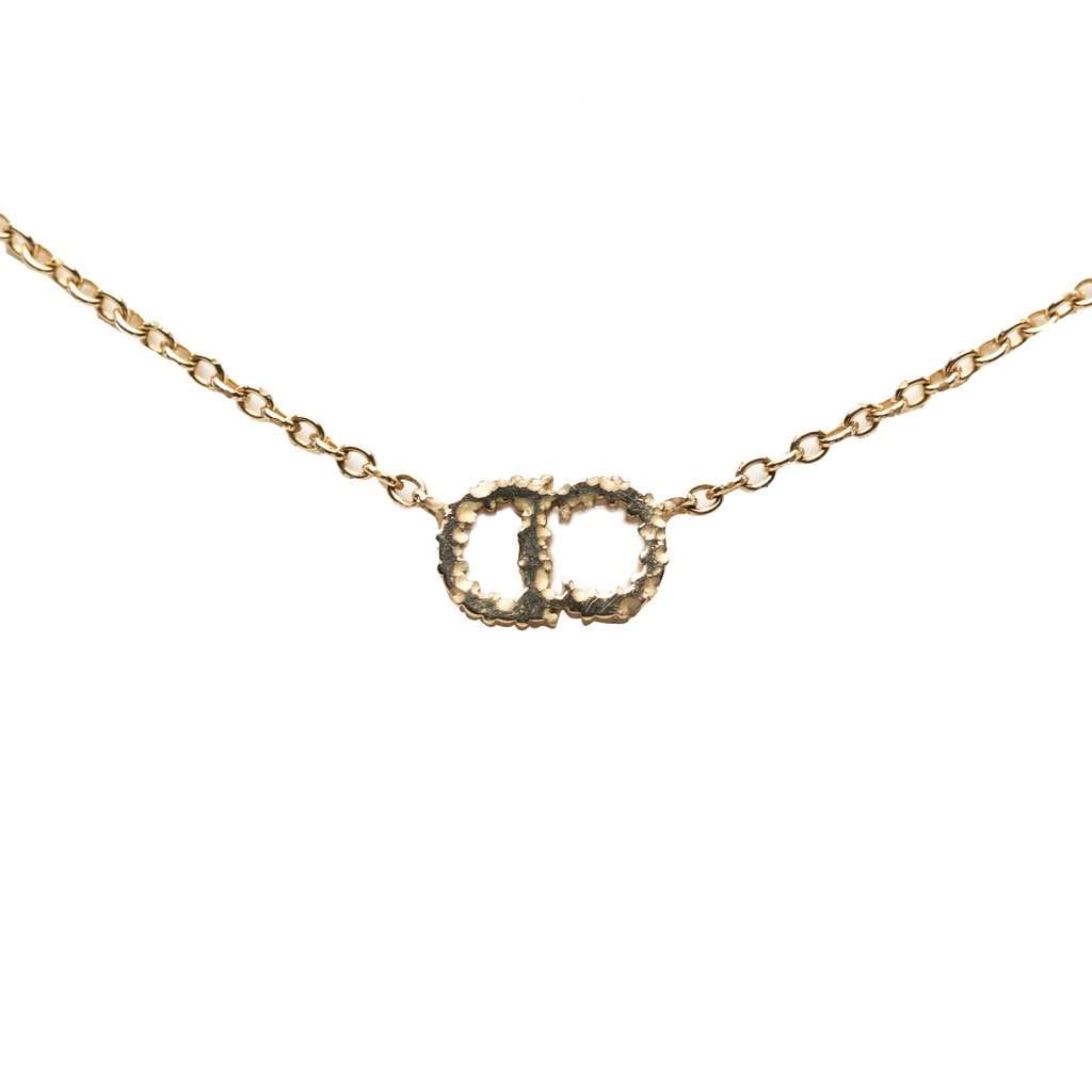 Dior Gold Plated Strass CD Logo Pendant Necklace Gold Metal Very good condition - Back View